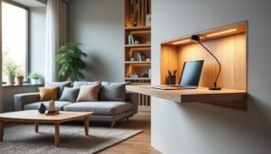 découvrez comment aménager un coin bureau discret dans votre salon sans encombrer l'espace, alliant praticité et esthétique pour un intérieur harmonieux.